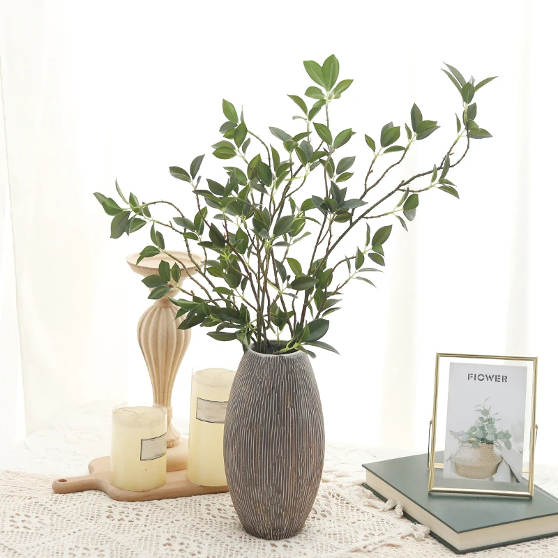 Artificial Ficus For Christmas Home Wedding Decoration Fake Plant  Living Room Vase Props Long Branch Trees Leaves DIY Accessory