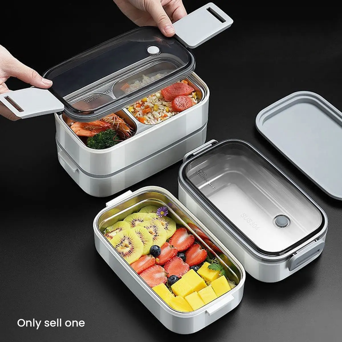 1 قطعة صندوق معزول مختوم من الفولاذ المقاوم للصدأ ، صندوق غداء مزدوج الطبقة يمكن للطلاب تسخين في الميكروويف في العمل #2