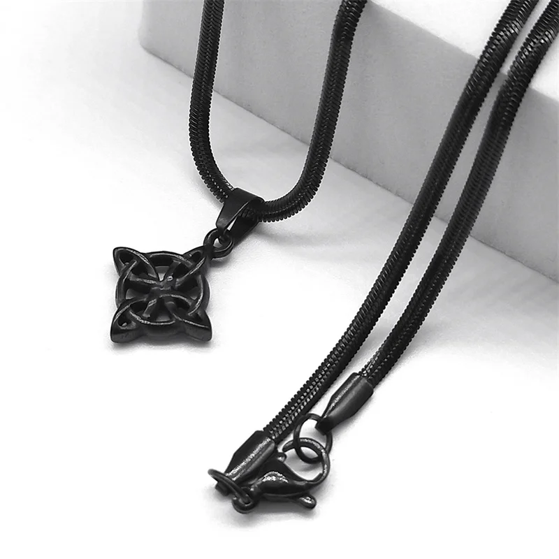 Goth Witch Celtic Irish Little Knot Men's Necklace Stainless Steel Black Color Chain Necklaces Jewelry acero inoxidable NHH6S03