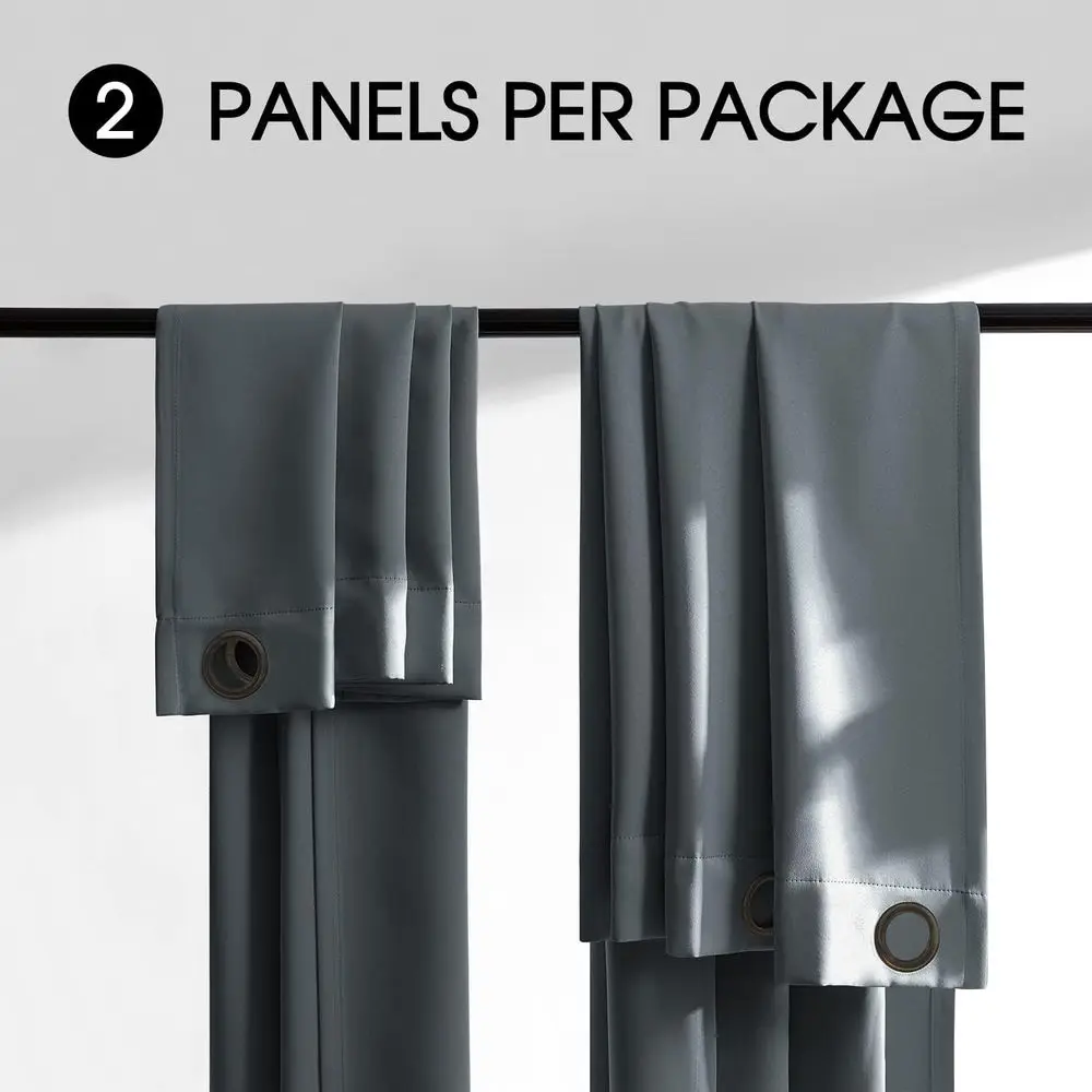 Thermisch geïsoleerde verduisteringsgordijnen, 96 set met 2 panelen, warmte- en lichtblokkering, doorvoertules voor woonruimtes, donkergrijs (52W x 96L)