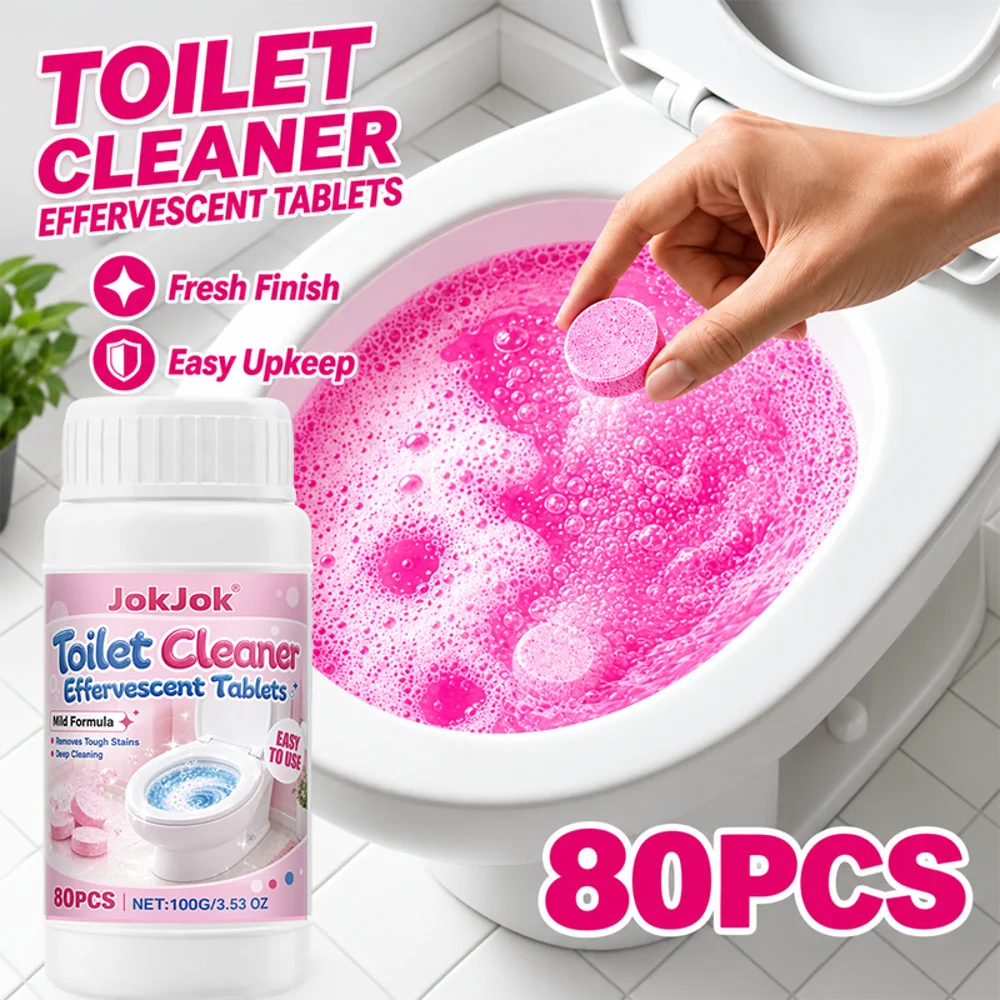 80Pcs Toilet Effervescent Tablets. Just Drop into Toilet or Tank. Gentle to Glaze, Scrub-Free Home Toilet Cleaner.