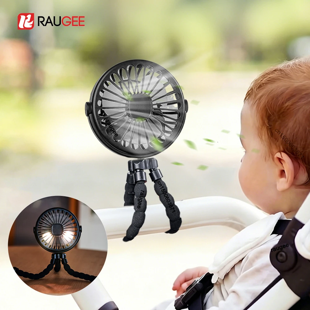 Portable Clip Fan Mini Stroller Fan 360° Rotate USB Rechargeable Baby Stroller Octopus Fan Outdoor Tripod Fan Small Clip Fan