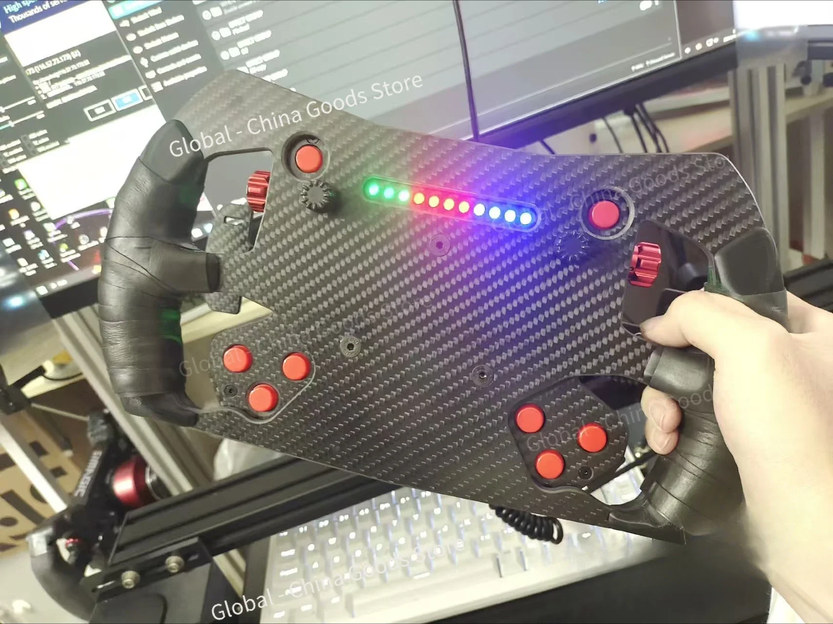 Panel de volante GT de fibra de carbono compatible con QUFEI H1-K/QUFEI H1 Pro Sim Racing Center