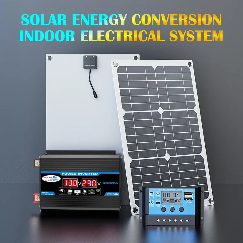 

4000W Inverter 110V/220V Solar Power Generation System Solar Panel 12V 100A Controller Complete Power Generation Kit Charger