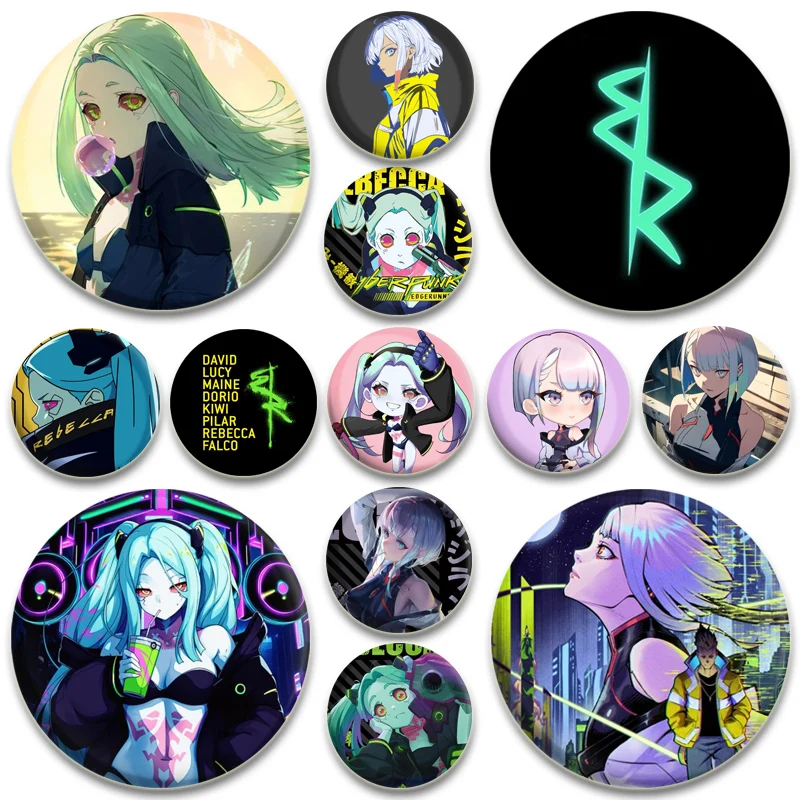 Cyberpunk Edgerunners Pins Anime Figure Brooches Rebecca Lucyna Kushinada Badge Backpack Shoes Jewelry Accessories Gifts