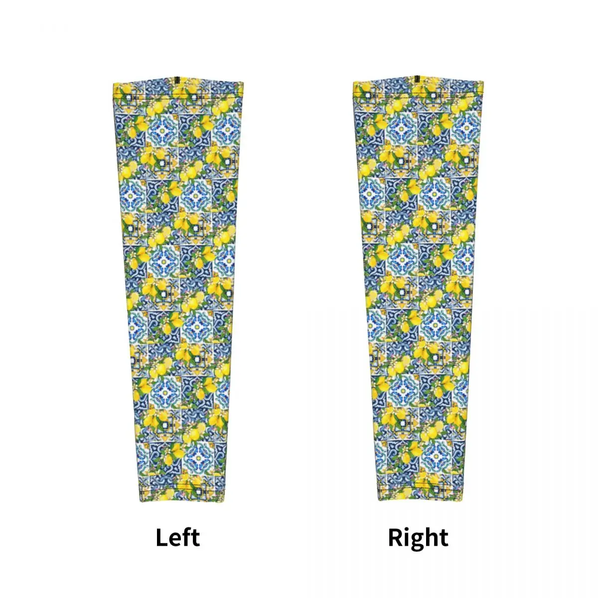 بلاط صقلية لامع للبحر الأبيض المتوسط مع أكمام أذرع تبريد من الحمضيات والليمون للرجال والنساء للحماية من الأشعة فوق البنفسجية لتغطية الوشم وركوب الدراجات الرياضية