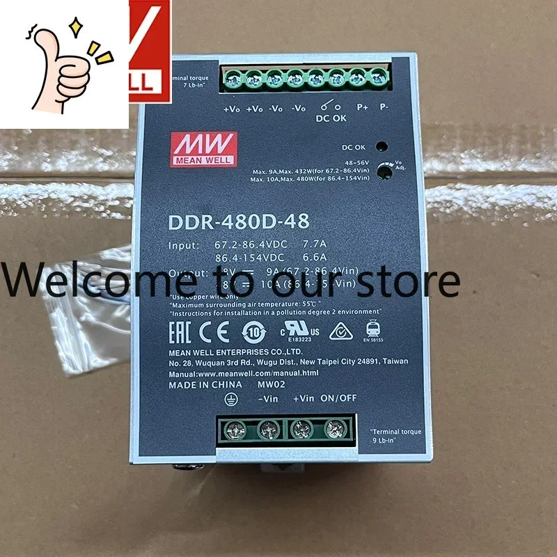 Новый тайваньский преобразователь постоянного тока Mingwei Power Supply DDR-480B-48 480W 48V для монтажа на DIN-рейку