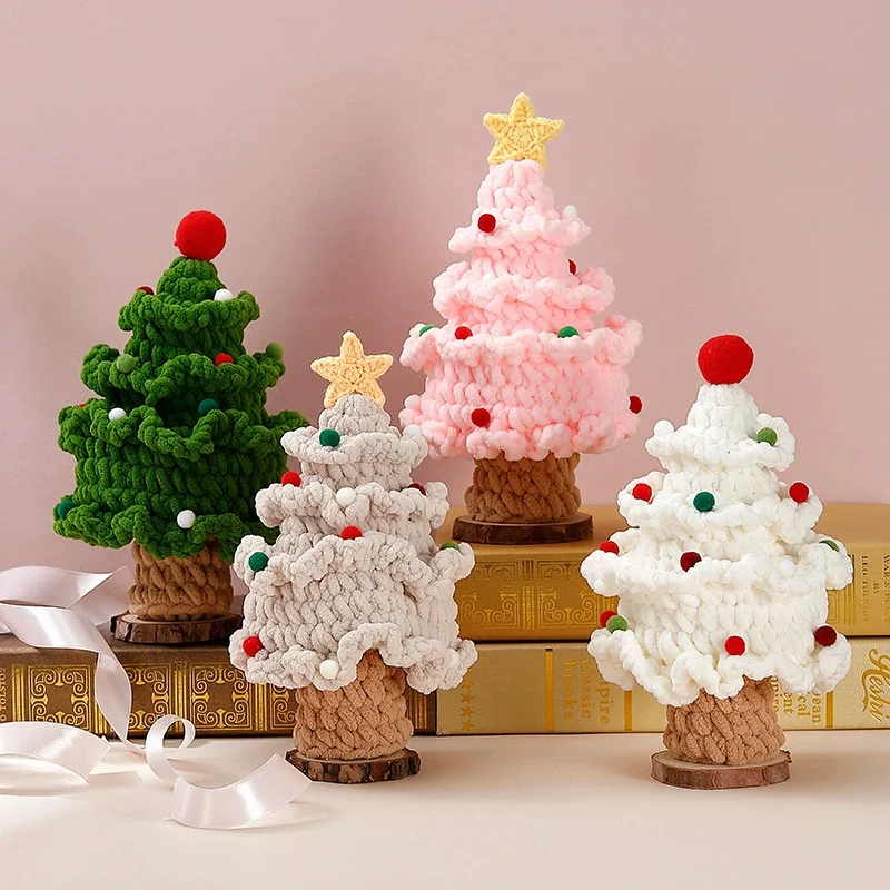 

Knitting Christmas Tree Ornaments Hand-woven Tabletop Christmas Ornaments Christmas Centerpieces For Tables Miniature Christmas