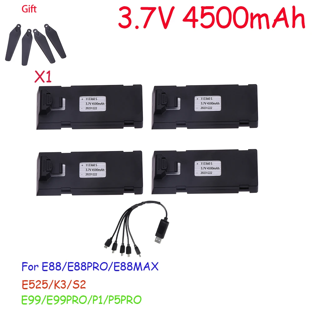 3.7V 4500Mah RC Drone Battery Accessory For E88 E88PRO E99 K3 Ls-E525 E525 PRO Mini Uav Drone Battery Special Battery Rc Parts