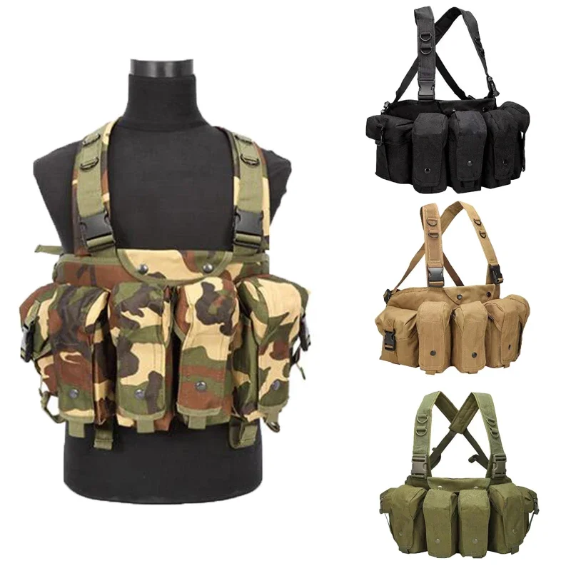 FG atacs Camouflage AK 47 Magazine Pouch Carrier Military Hunting Gear Chest Rig Molle Tactical Airsoft Ammo Chest Rig Equipment