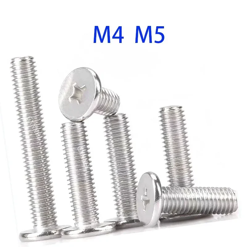 20-100PCS 304 stainless steel CM cross thin head/flat head/low head screw M4 M5