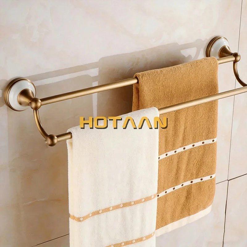 

Antique Brushed Solid Brass Bathroom Set - European Porcelain & Ceramic Retro Hardware Accessories