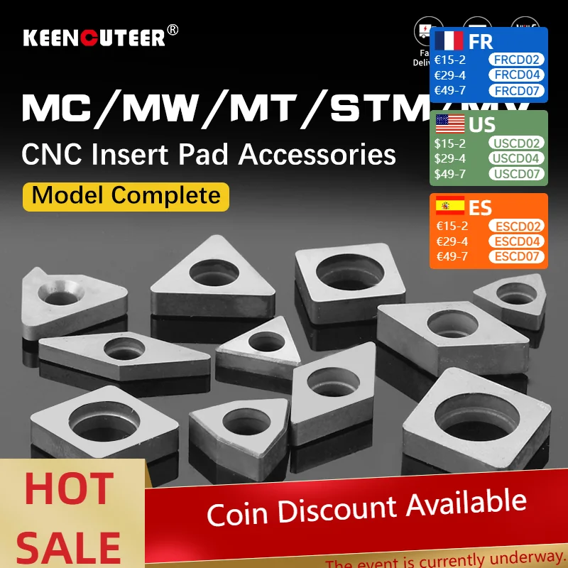 10pcs Carbide Shim Seat MC / MW /MT/ STM / MV Alloy Insert Pad Accessories for Turning Tool Holder CNC Lathe