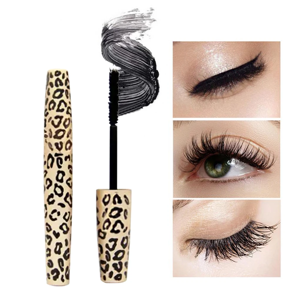 

Leopard Pattern Waterproof Mascara Velvet Dense Slender Eye Black Combination 4D Eyelash Curling Thick Female Mascara Make Up