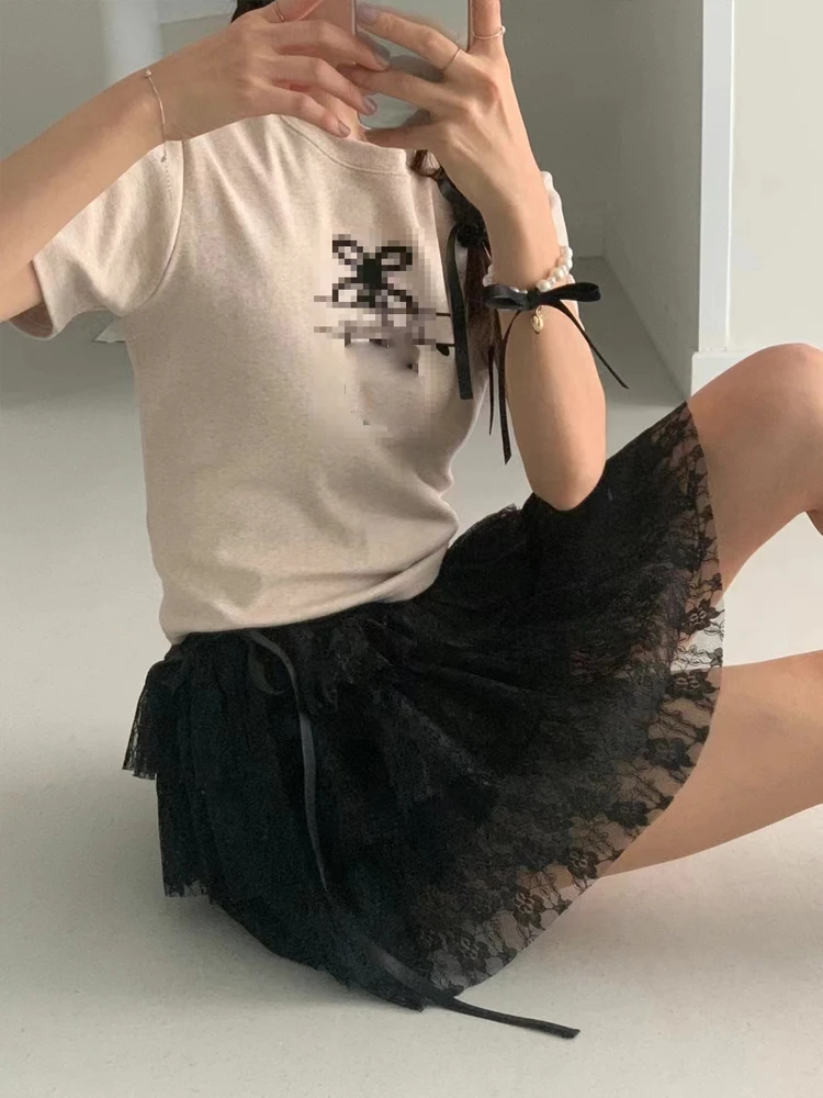 

Chic Lace Skirt High Waist f Body Women's Faion Spring 2024 New Sle Versatile Design ort Skirt Korean Sle