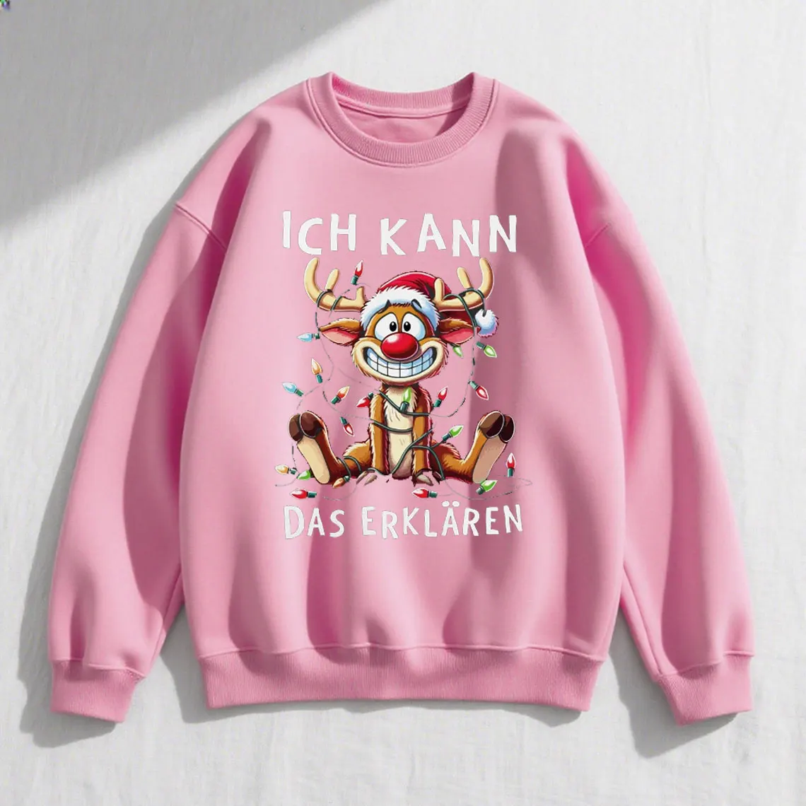 هيرين Weihnachten Reniter Elch Comicstil عيد الميلاد SpruchHoody عادية طاقم الرقبة عادية لينة مريحة ريترو كم طويل تصميم المحملة #4