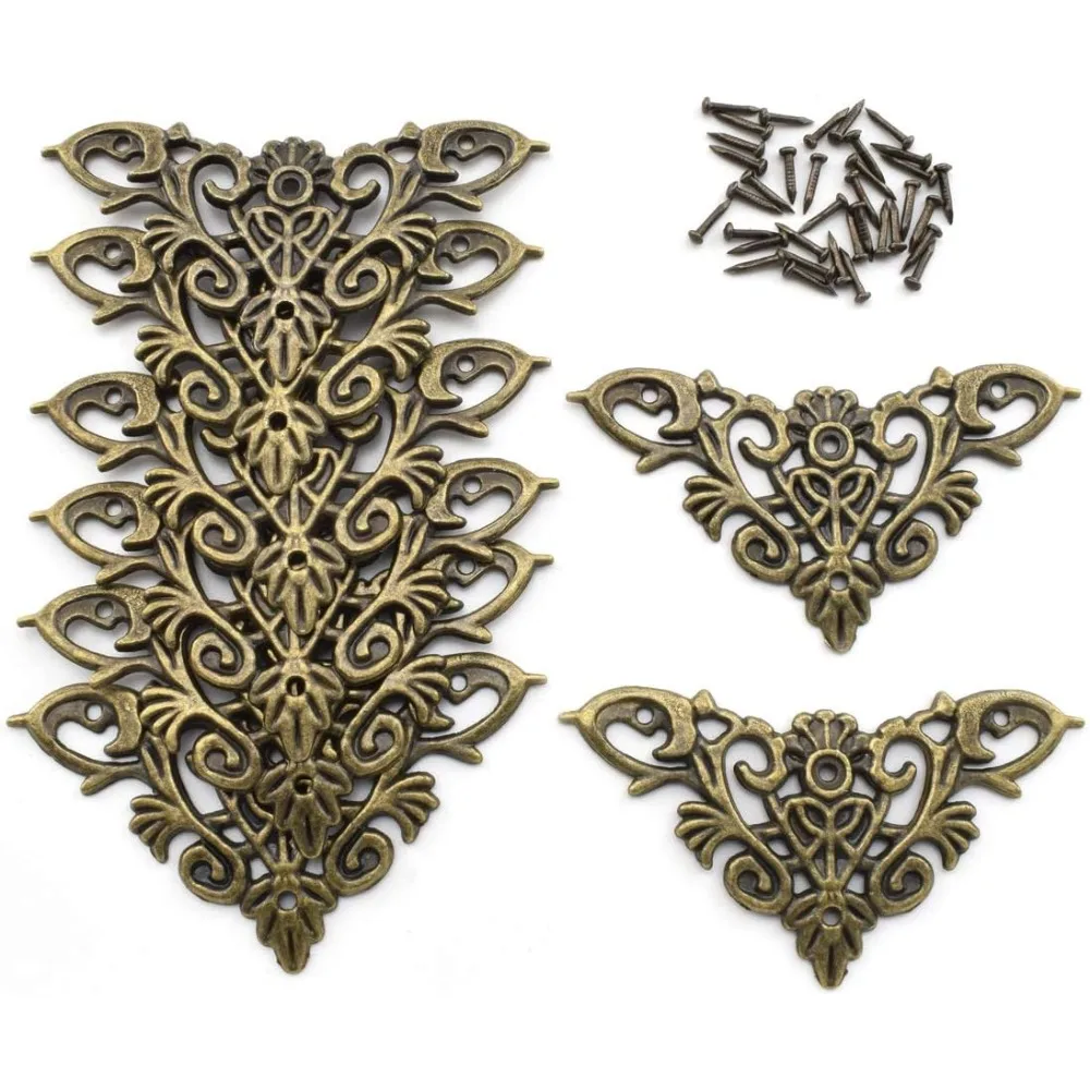 

Furniture Decorative Corner Protectors, 8-piece Set, Vintage Bronze Carved Zinc Alloy Corner Protectors