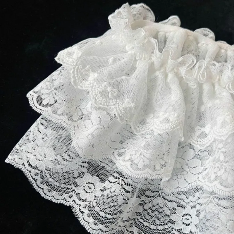 ホワイトレースメッシュペプラムスカート夏の女性用ジーンズ装飾女性用Y2K韓国レースミニレイヤードスカート