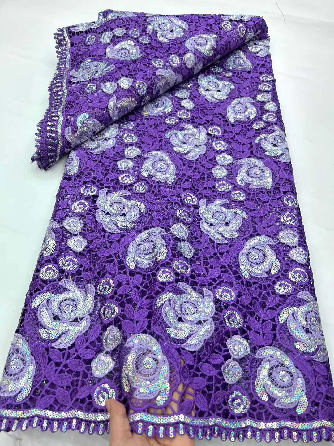 African Guipure Fabric 2025 High Quality Lace Nigerian Sequins Lace Fabric French Laces Fabrics For Party Dress Sewing