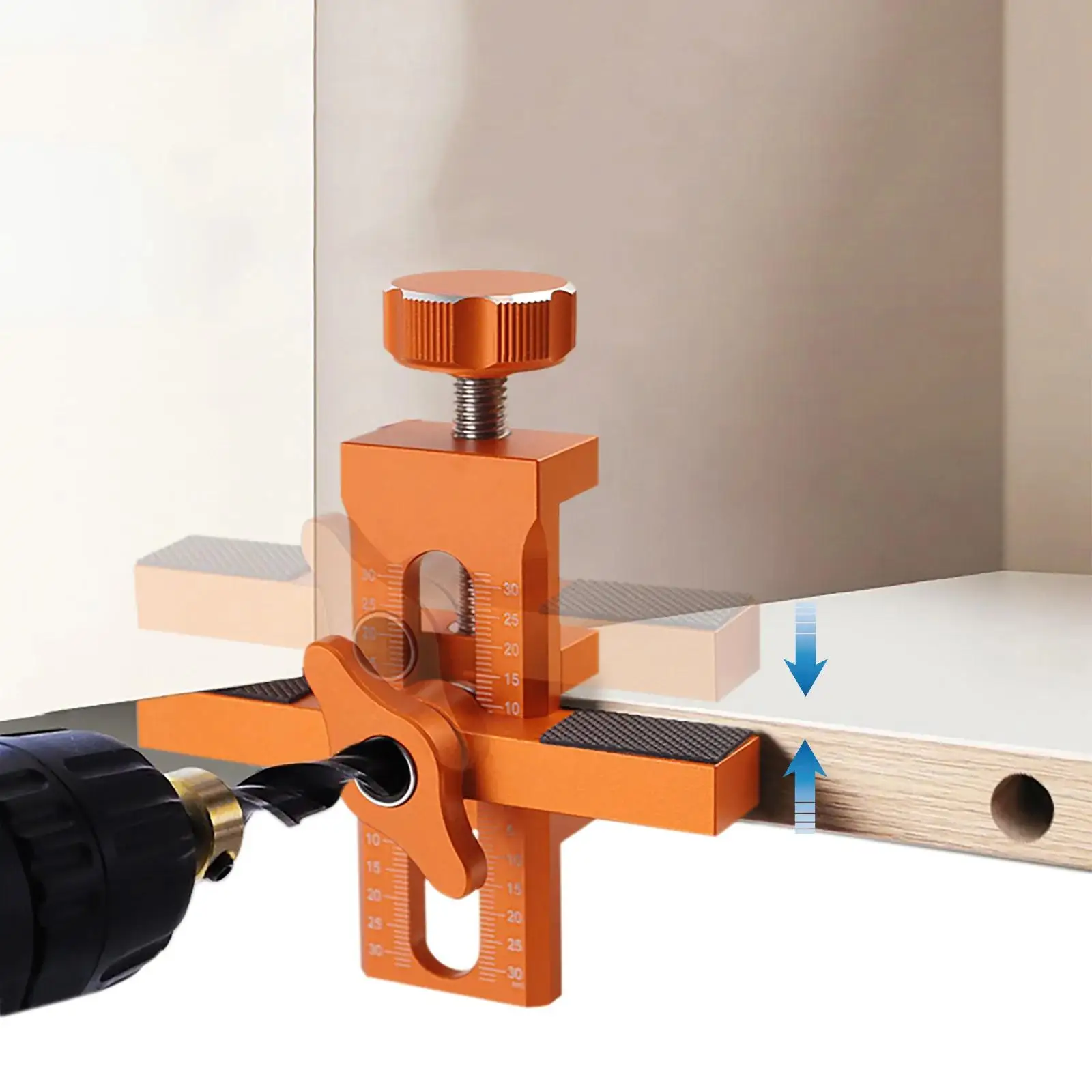 2 in 1 Cabinet Door Installation Positioner, Rebounder Punched Mounting Jig Wardrobe Cabinet Door Panel Installation