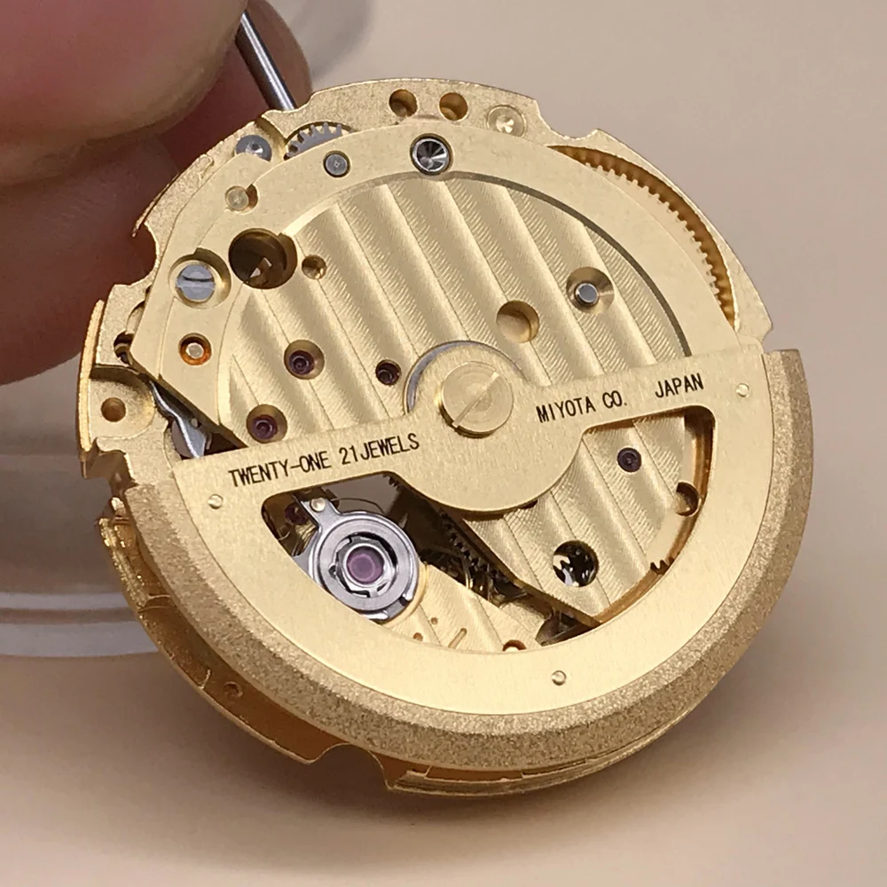 Skeleton 24 Hours MIYOTA 82S7 Mechanical Watch Movement Golden Steel Replacement Parts Assembled Watches Citizen Mechanism