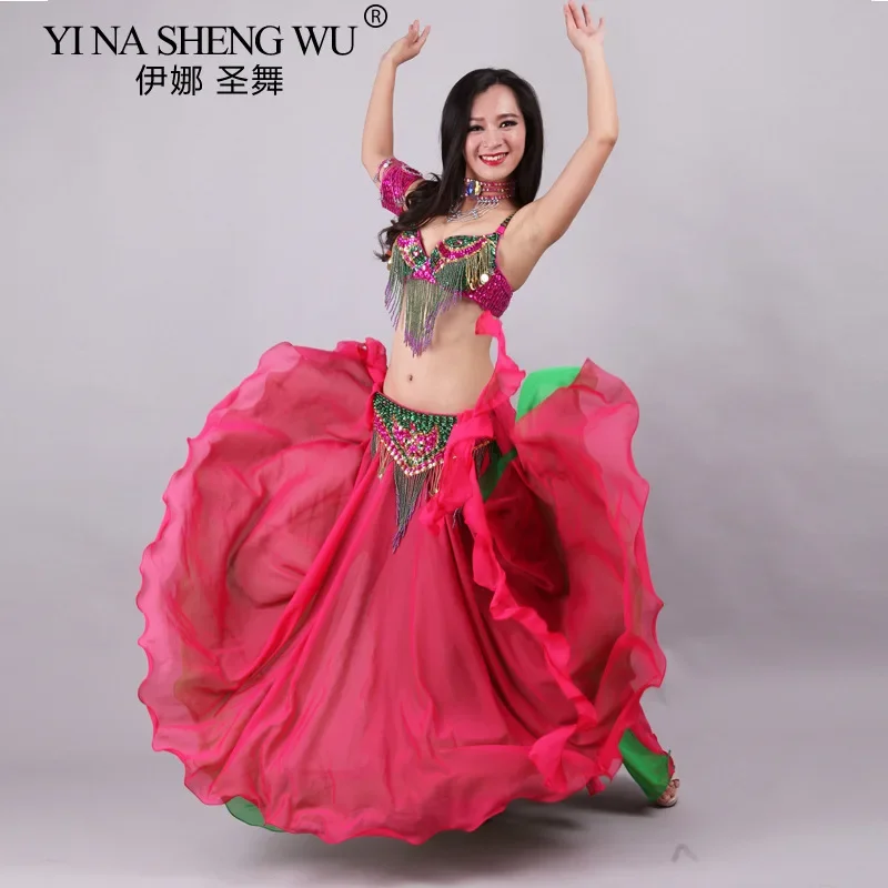 

New Women's Belly Dance Bra Pearl Embroidered Skirt Annual Party Grand Long Skirt Ethnic Dance Performance Costume Team Clothing