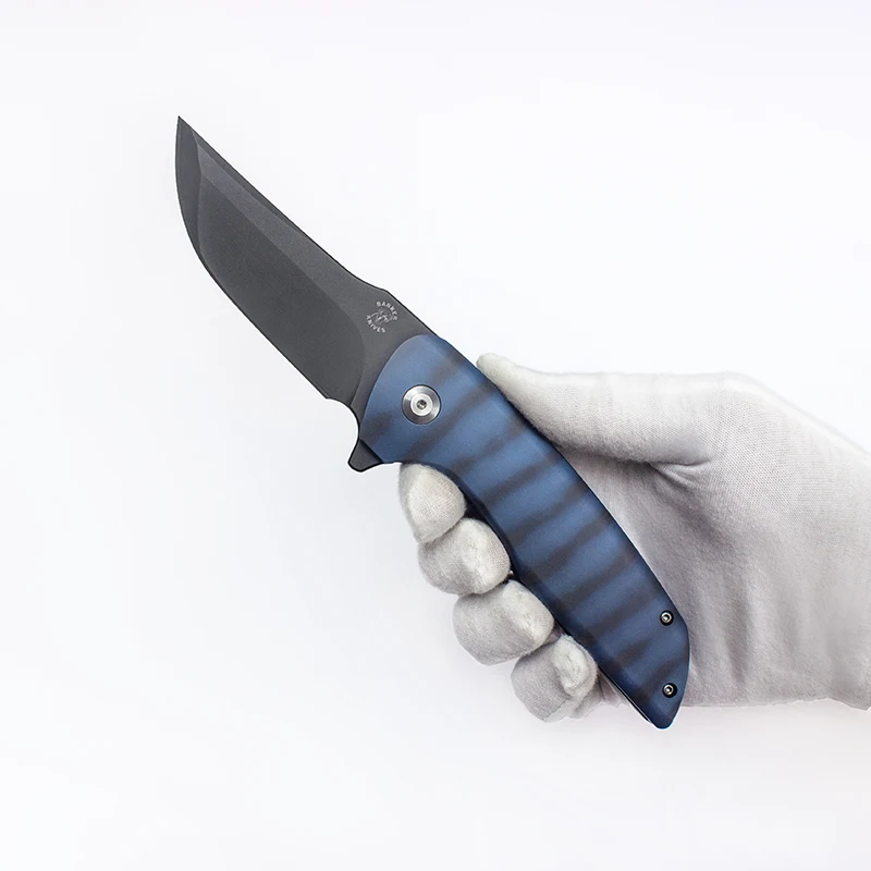 Chung Kui Made Barker Hokkaido Folding Knife Tiger Patterned Ti Handle M390 Blade Pocket EDC Outdoor Equipment Survival Tools