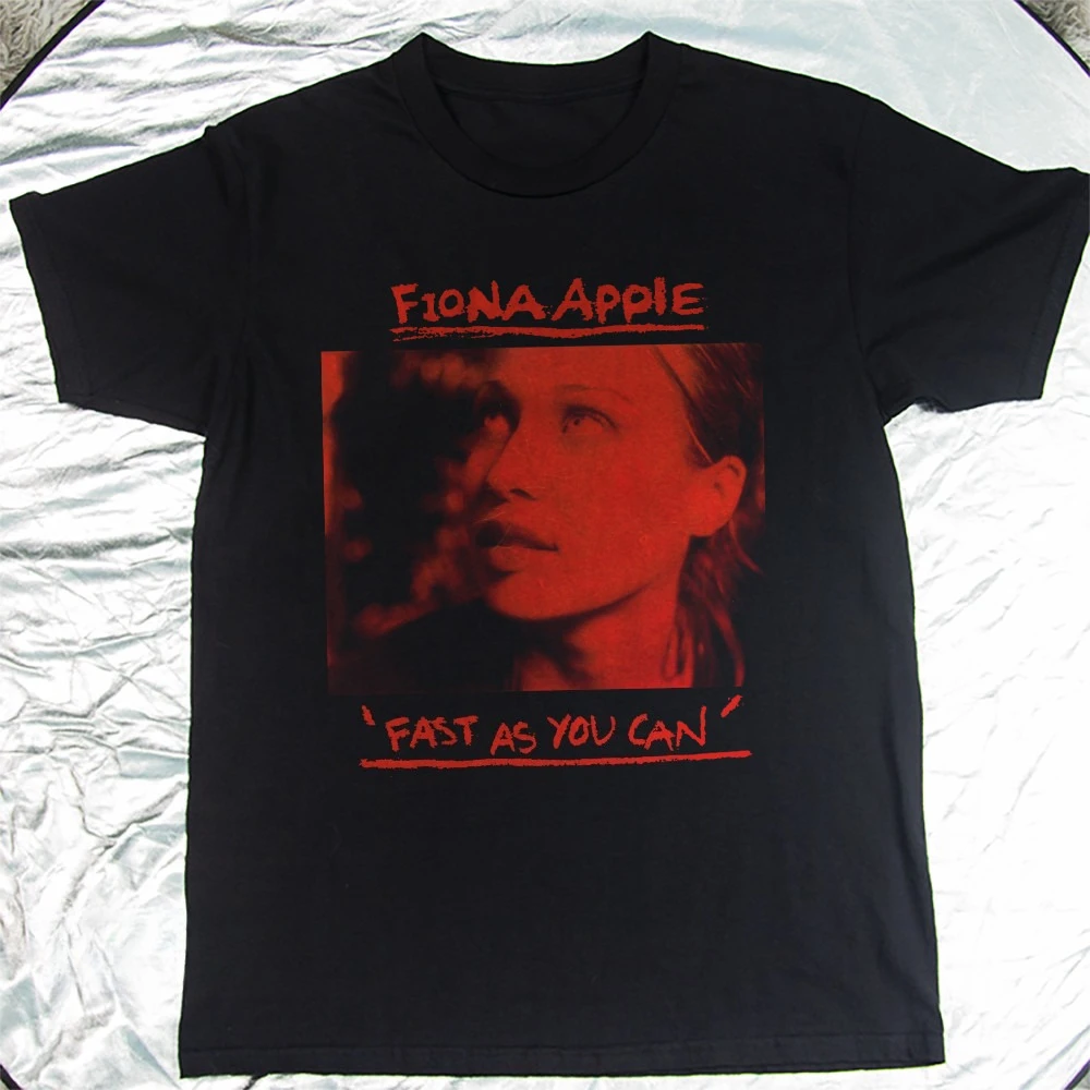 تي شيرت Fiona Apple Fast As You Can تي شيرت رجالي من القطن الأسود مع تصميم كلاسيكي فردي من إيندي روك تذكارات المغني الأسطوري #1