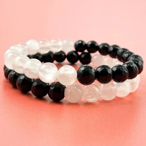 Ruberthen-Justrin-Tourine für Mann und Frau, Tourinbremse, AAA-Klasse, Gesicht, Yin Yang, Heeling, Angstlinderung, Ausgleich, 8 mm 8 Hauptverkäufe Selenit- und Turmalinarmbänder - №8