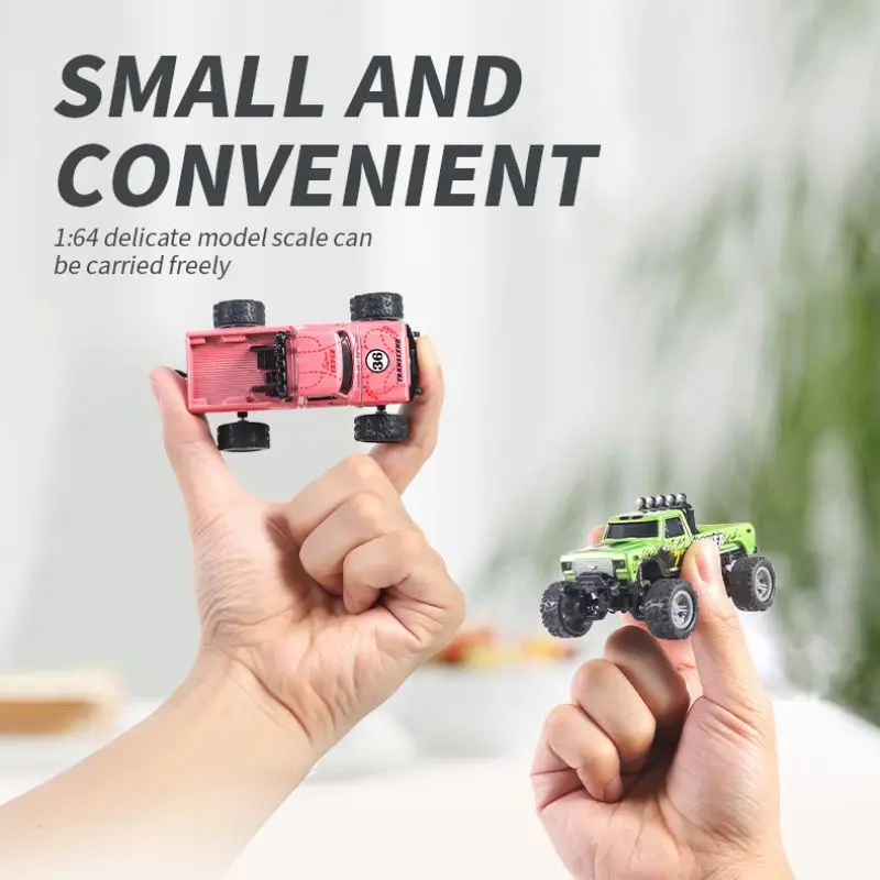 RC Off-Road Monster Truck 1/64 Remote Control Mini Climbing Car, Alloy Material, 2.4G Remote Control Electric Off-Road Vehicle.