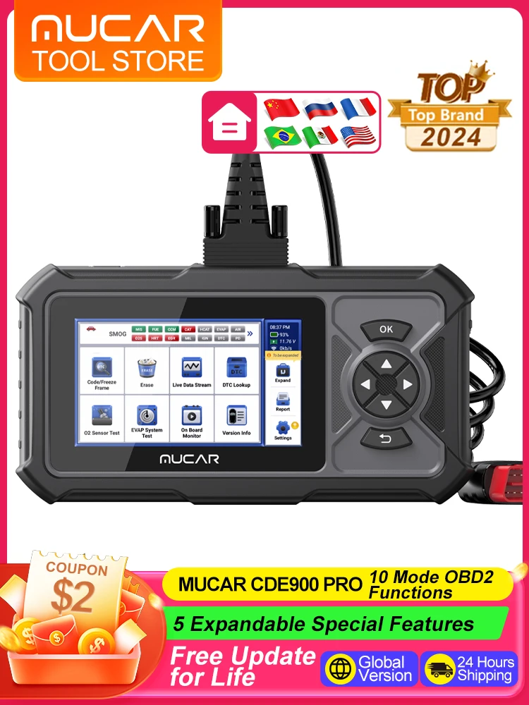 MUCAR CDE900 PRO OBD2 Scanner Diagnostische Scan Tool Alle Systeem OBDII Auto Code Reader voor Voertuig 32G Gratis Update Diagnostische Hulpmiddelen - afbeelding 2