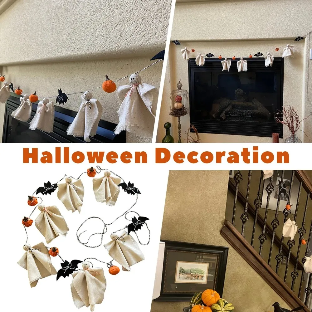 Halloween Party Decorations Handmade Skulls Torch Ghost Pumpkin Banners Fireplace Mantel Decorations Halloween Skulls Torch