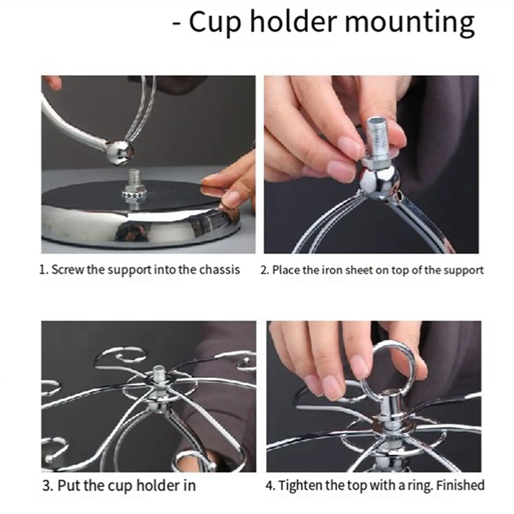 ABBN-2X Iron Countertop Wine Glass Holder With Scrollwork Design, Freestanding Tabletop Stemware Storage Rack With 6 Hooks