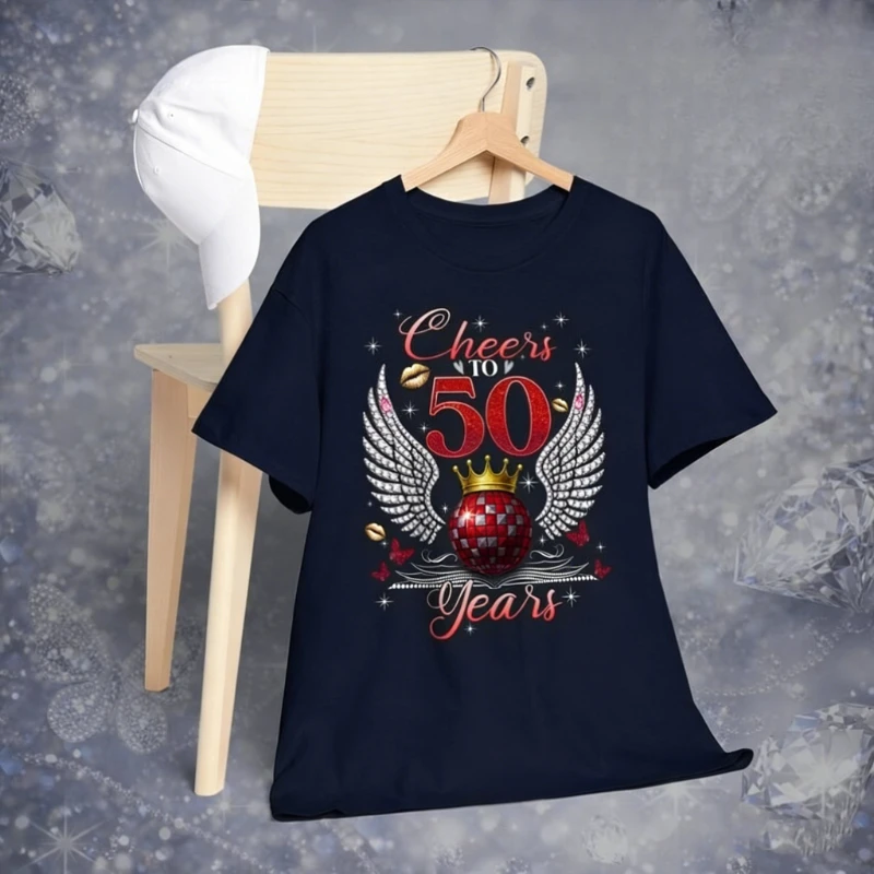 Custom 50th Birthday Shirt for Women Cheers To 50 Since 1976 Gift Personalized Graphic T Shirts Hipster Street Fashion Clothes