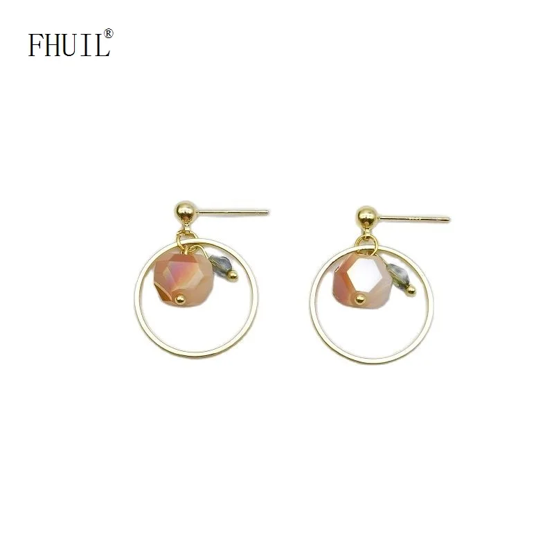 

Circle Drop Earrings For Women 2023 Trend New Crystal Ear Piercing Gold Plated Fashion Jewelry Girl Gift Wedding Accessories