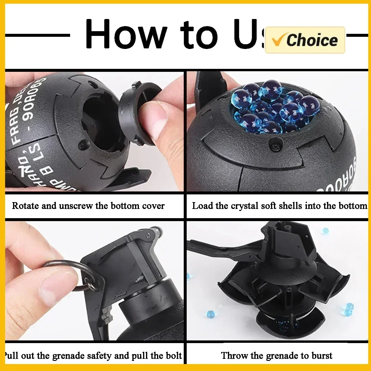 F2PCS Grenadas de impacto alimentadas por resorte, plástico táctico M67, juguetes de granadas de mano, modelo para Airsoft, Paintball, juego CS, accesorio de juego de rol