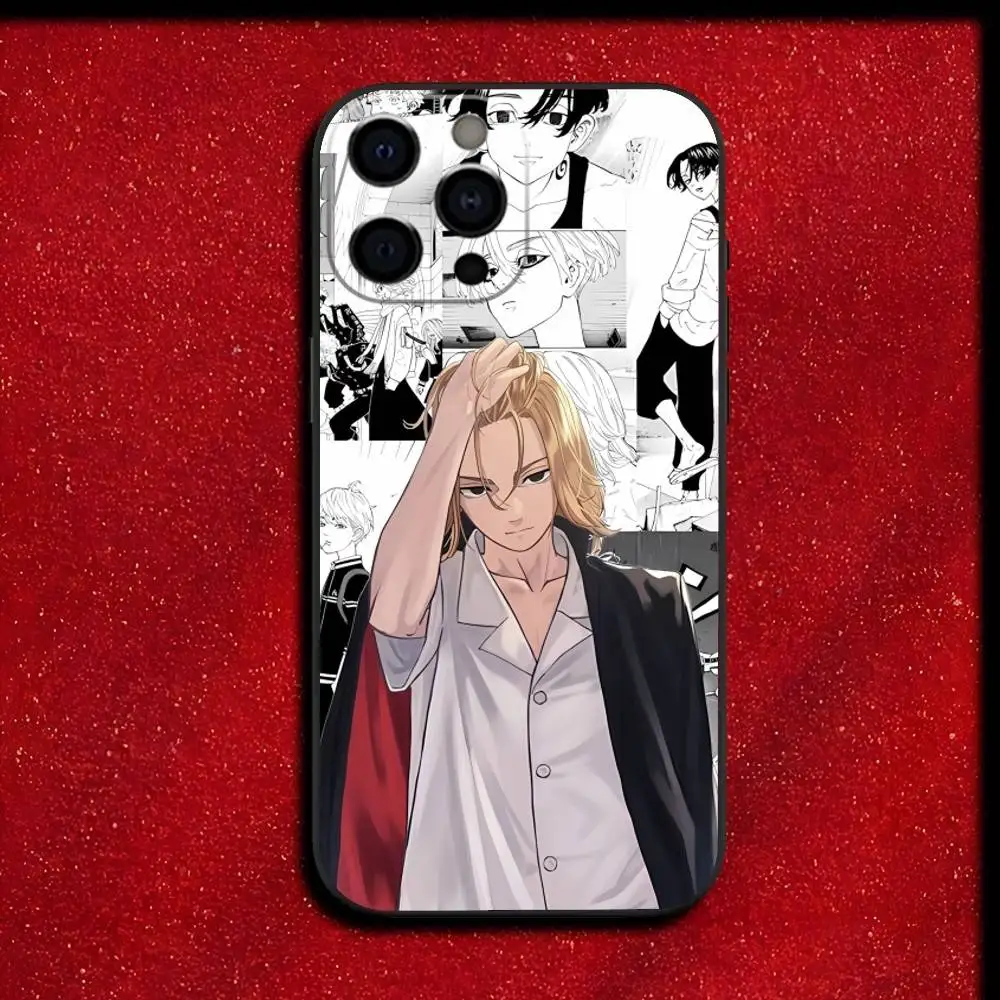 Tokyo Sano Revengers Manjiro coque de téléphone pour iPhone 17,16,15,14,13,12,11,Pro,Max,Plus,E,SE4,Air,Mini couverture noire