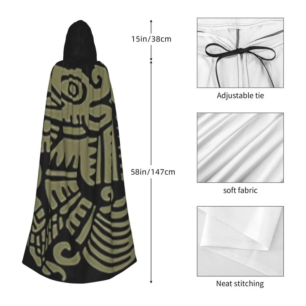 마야 예술 고대 인디언 긴 후드 망토 마녀 중세 의상 코스프레 케이프 할로윈 뱀파이어 성인 유니섹스