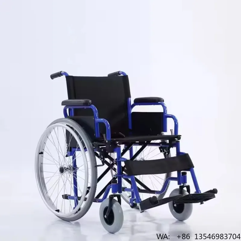Folding Stainless Steel Lightweight Wheelchair for Elderly Rehabilitation with 100kg Capacity 15-20KM Range CE Certified