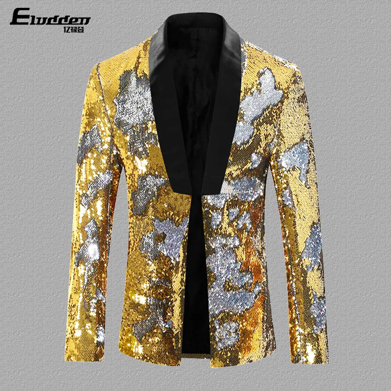 

2026 men's new two-color sequins, singer and host stage performance blazer