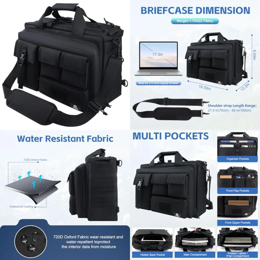 

Tactical Messenger Bag for Men, 17.3 ch Military Laptop Briefcase for Work, Durable Water-Resistant Computer Shoulder Bag for C