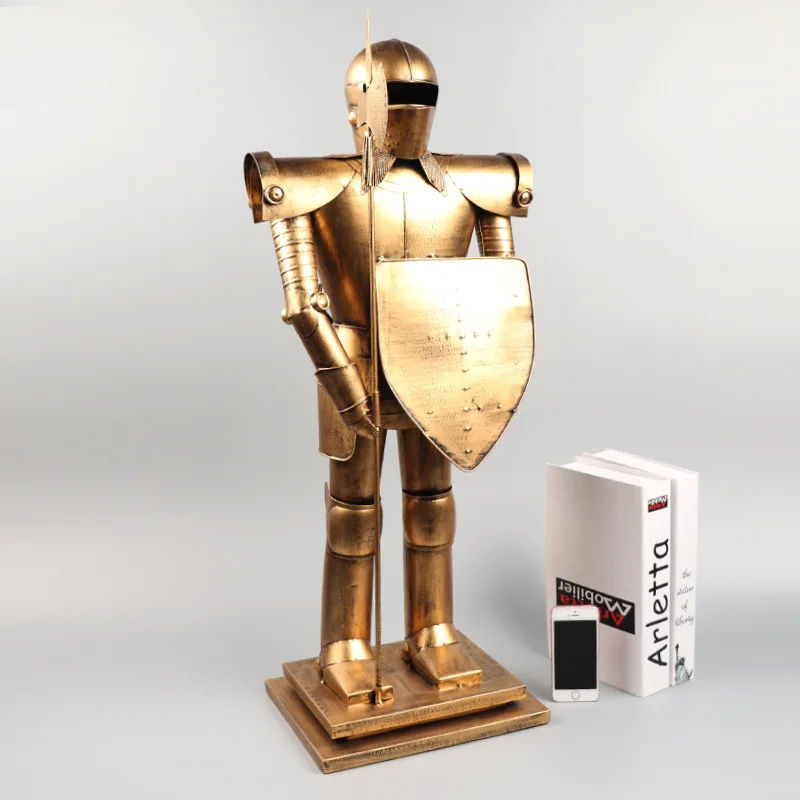 Ancient Roman armor soldier warrior wrought iron model wine cabinet TV cabinet retro handicraft decorative ornament