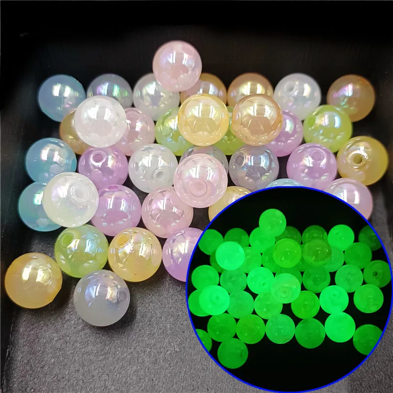 10 stücke Acryl 10/12/14mm UV Blenden Leuchtende Runde Perlen Mode DIY Gelee Farbe Armband Halskette perlen Material Zubehör