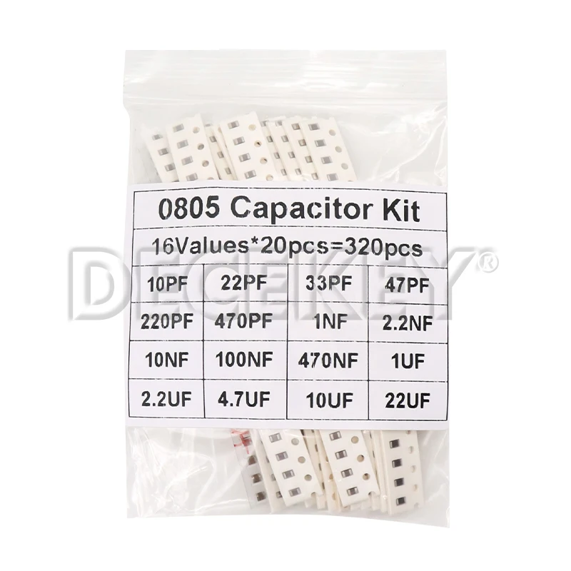 320PCS 720PCS 0603 0805 1206 SMD Capacitor Assorted Kit 16/36/50Values 1PF - 10UF Capacitance Set 100NF 0.1UF 1UF 2.2UF 4.7UF