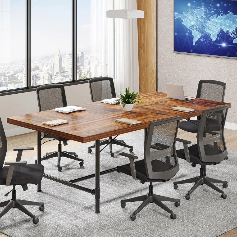 

Rectangle Meeting Seminar Table, Modern Training Table Boardroom Desk for Conference Room