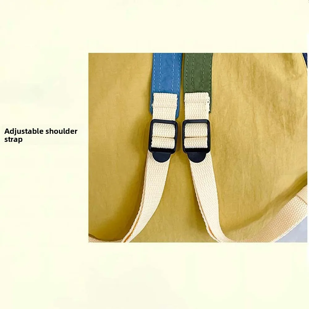 Durable Contrast Color School Bag Large Capacity Scratch Prevention Nylon Sport Daypack Fixed Webbing Waterproof