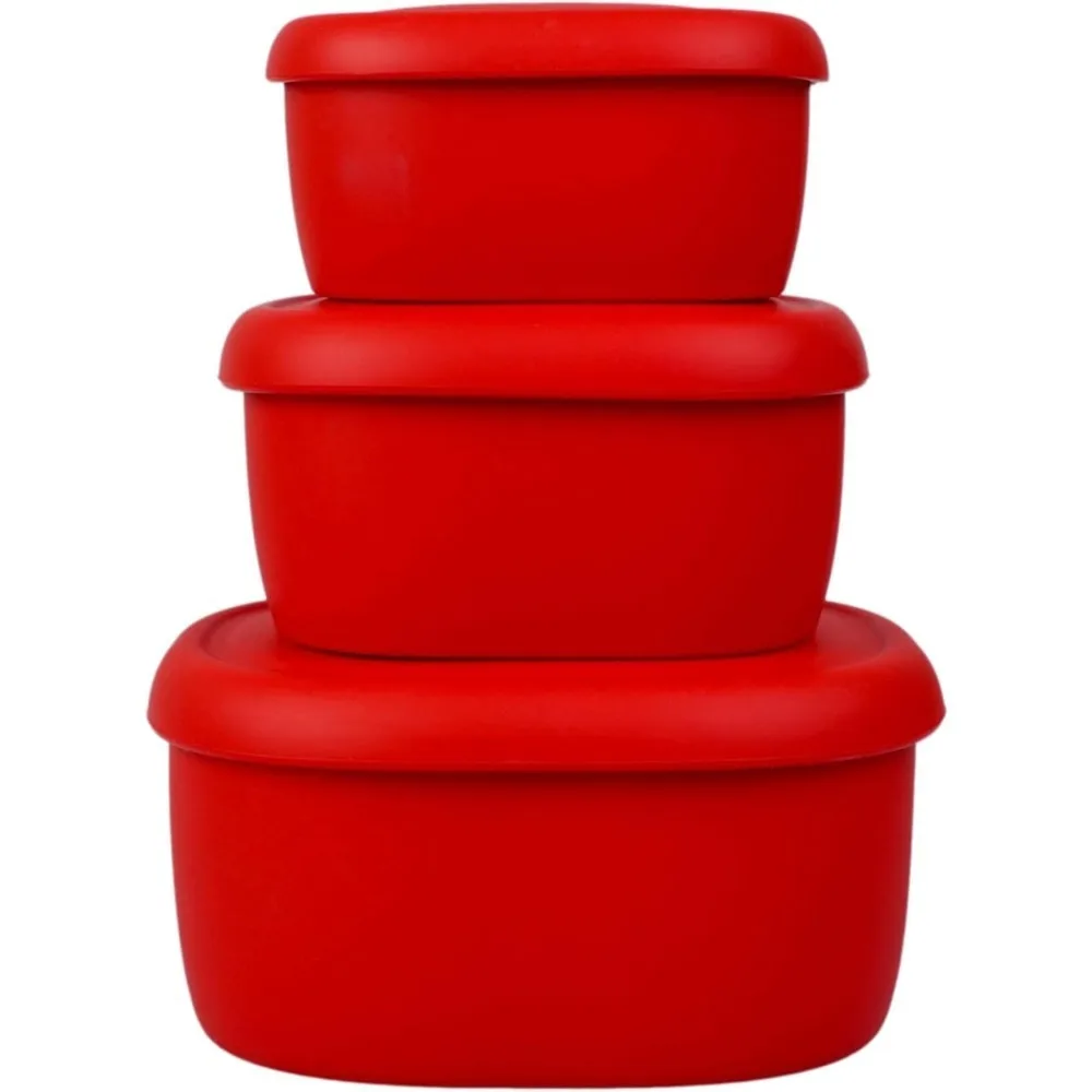 

Nesting Silicone Containers - Hard-Shell Silicone Food Storage Containers | BPA Free, Airtight, Dishwasher and Freezer Safe