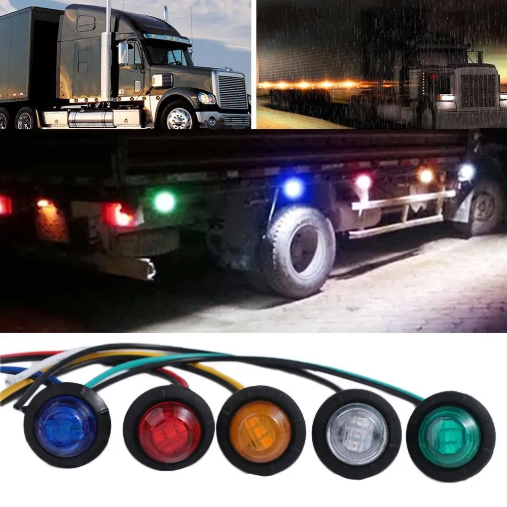 

Small LED Indicators Round Truck Accesorios Car External LED Side Marker Light Tail Brake Lamp Turn Signal Lamp Auto Light