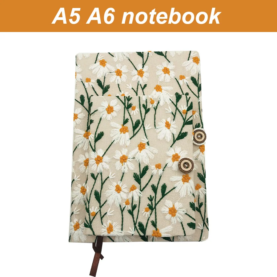 A5 A6 Knitting Embroidery Notebook Blank Line 100 Sheets 200 Pages Notepad with Bookmark Journal Sketchbook