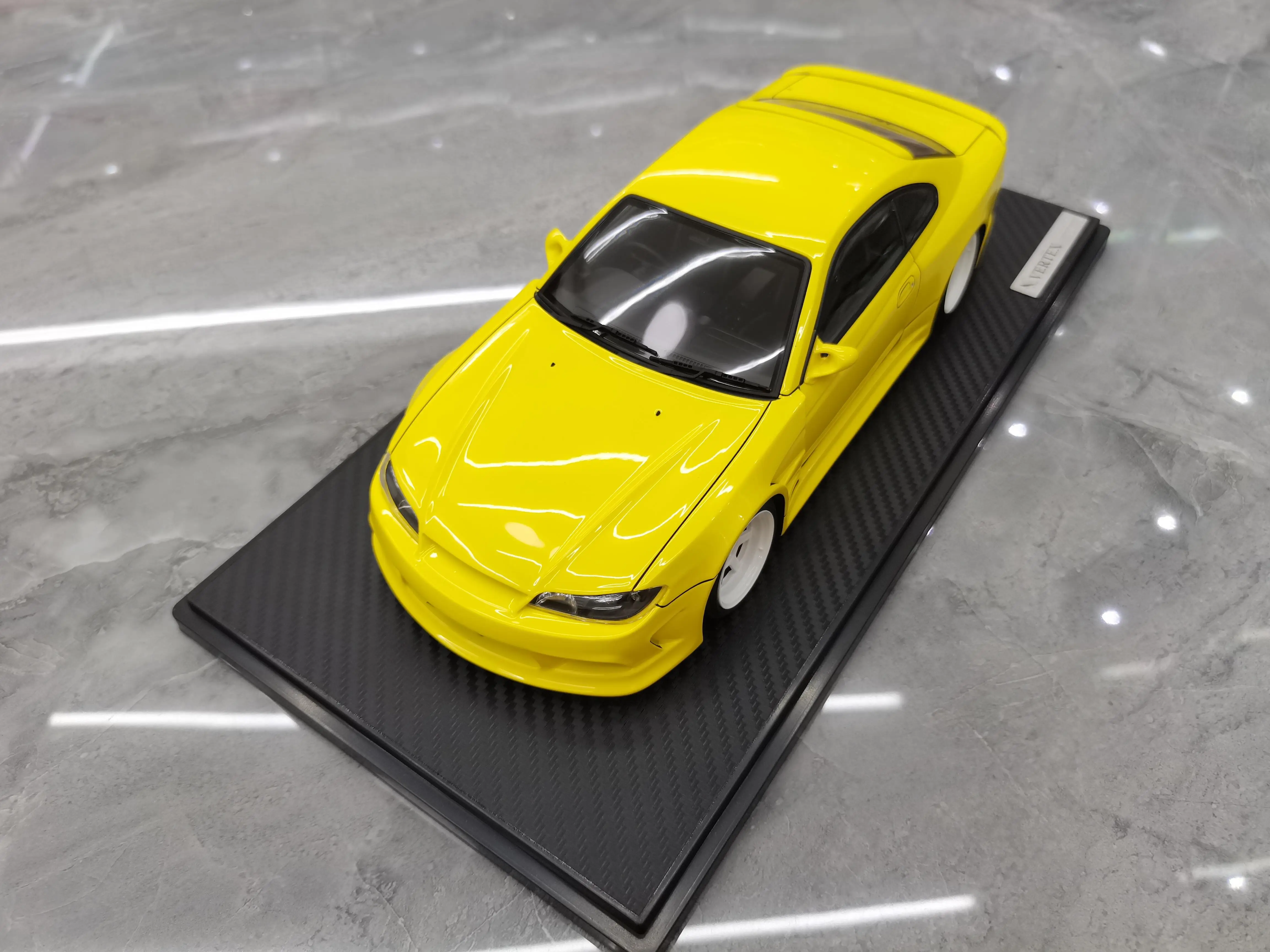 IG 1:18 S15 VERTEX Silvia Yellow JDM Limited Edition Resin Metal Static Car Model Toy Gift